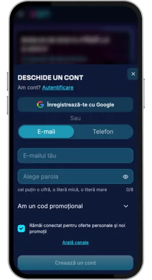 Începe procesul de înregistrare